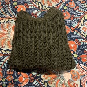 American Eagle Cropped Green Knit Sweater